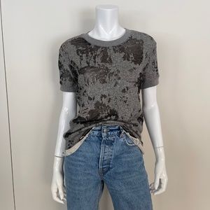 IRO. JEANS Burnout Distressed Sweatshirt Tee in Grey